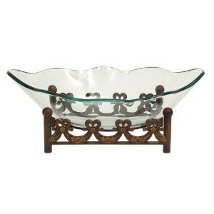 Exotic Glass Centerpiece Bowl with Beautiful Metal Stand
