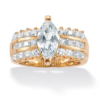 Ultimate CZ 14k Gold over Sterling Silver Clear Cubic Zirconia Ring