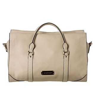Burberry Small Beige Saddlestitch Leather Tote Bag