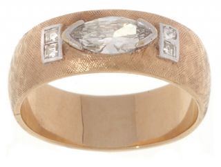 14k Yellow Gold 1ct TW Marquise Diamond Antique Band