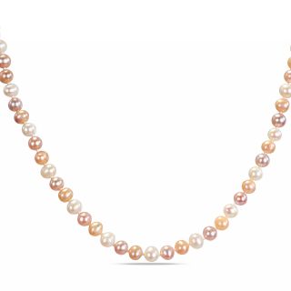 Miadora Freshwater Multi Pink Pearl Necklace with Silver Clasp (6.5