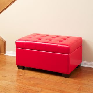 Christopher Knight Home Lima Red Bonded Leather Storage Ottoman