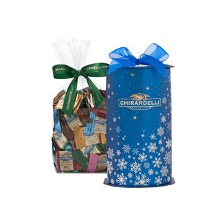 Ghirardelli Chocolate Blue Snowflake Cylinder Gift Box