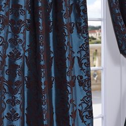 Mediterranean Blue Faux Silk 120 inch Curtain Panel