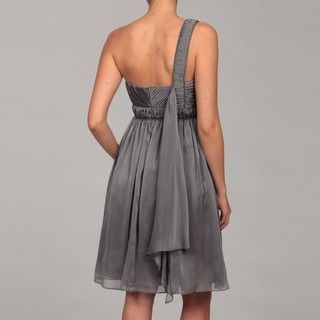 JS Collections Womens Charcoal Ruched One shoulder Dress