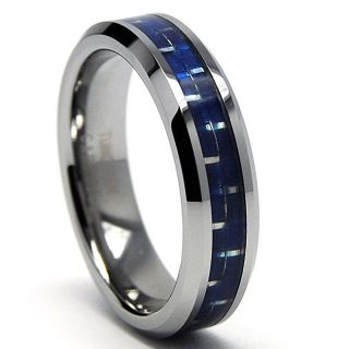 Tungsten and Blue Carbon Fiber Ring