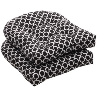 Pillow Perfect Outdoor Geometric Black/ White Wicker Seat Cushions