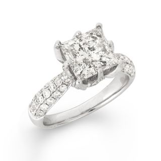 14k White Gold 4ct TDW Princess cut Diamond Engagement Ring (F G, I1