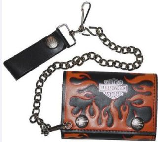 Black Tri Fold Wallet with Orange Flames and Chain. TC304HC 111 Shoes