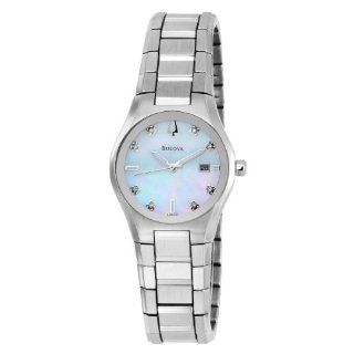 Bulova Womens 96P108 Mother of Pearl Dial 8 Diamonds Bracelet Watch
