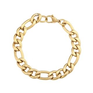 Stainless Steel and Gold IP Mens Figaro Bracelet