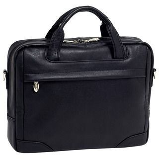 McKlein Black Bridgeport Leather Laptop Briefcase