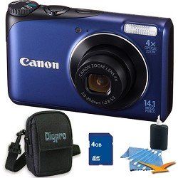 Canon PowerShot A2200 14MP Blue Digital Camera, 4x Optical