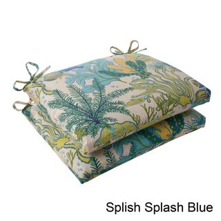 Pillow Perfect Splish Splash Outdoor Squared Seat Cushions (Set of 2