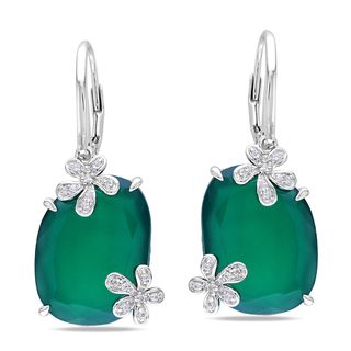 Miadora Sterling Silver Gemstone Flower Earrings