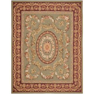 Hand knotted French Aubusson Taupe Red Wool Rug (10 x 14