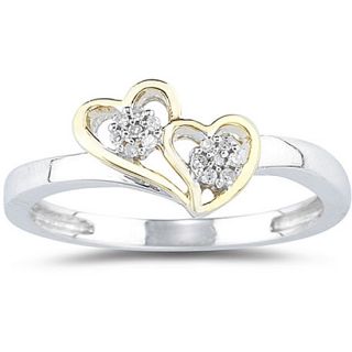 10k White Gold Diamond Double Heart Ring