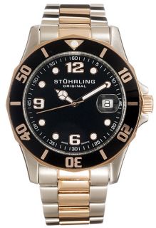 Stuhrling Original Clipper Black Dial Two Tone Divers Watch Today $89