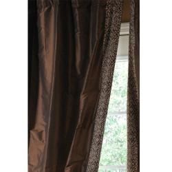 Embroidered Chocolate Polyester Silk 96 inch Curtain Panel