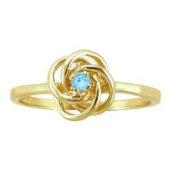 10k Gold March Birthstone Sky Blue Topaz Designer Love Knot Ring
