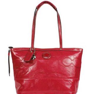 Coach Signature Stripe Stitched Patent Leather Bag F19198 (Red)