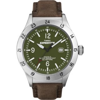 Timex Mens T49881 Expedition Military Field Green Dial Brown Leather