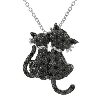 Tressa Sterling Silver Cubic Zirconia Two Black Cats Necklace Today $