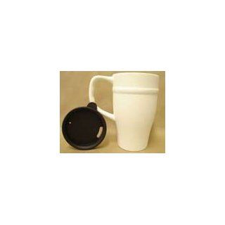 Ceramic bisque unpainted commuter mug and lid 6h 3.5d