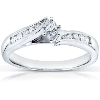 14k White Gold 1/4ct TDW Marquise Diamond Engagement Ring (H I, I1 I2