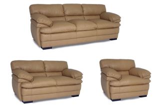 Dalton Tan Leather Sofa, Loveseat and Chair