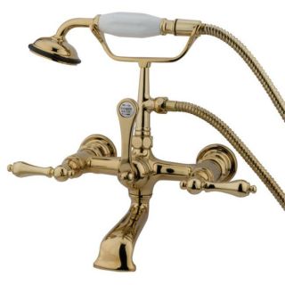 Wall mount Polished Brass Clawfoot Tub Faucet with Hand Shower