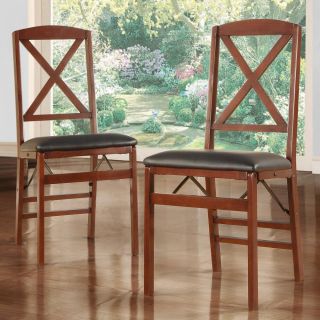 Malta X back Faux Leather Folding Chairs (Set of 2)