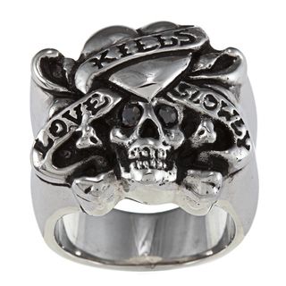 Ed Hardy Stainless Steel Love Kills Slowly Cubic Zirconia Ring