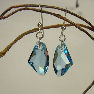 Jewelry by Dawn Aquamarine Crystal Galactic Sterling Silver Earrings