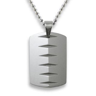Mens Tungsten Carbide Knife edge Laser cut Dog Tag Necklace