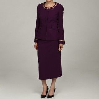 John Meyer Womens Violet Trimmed Skirt Suit