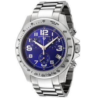 Swiss Legend Mens Eograph Blue Dial Stainless Steel Chronograph Watch