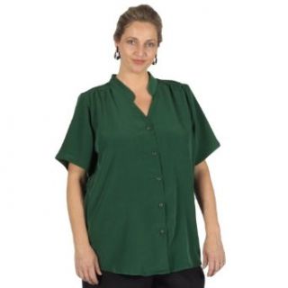 Forest Green Mandarin Collar V Neck Tunic Plus Size Woman