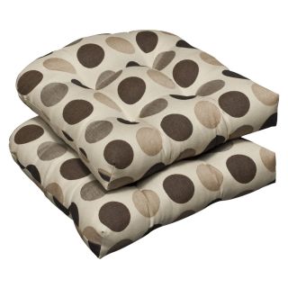 Pillow Perfect Outdoor Brown/ Beige Polka Dot Wicker Seat Cushions