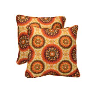 Pillow Perfect Outdoor Brown/ Orange Circles Toss Pillows (Set of 2