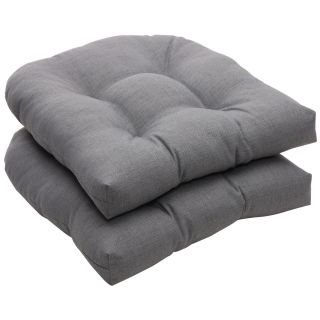 Outdoor Gray Textured Solid Wicker Seat Cushions (Set of 2