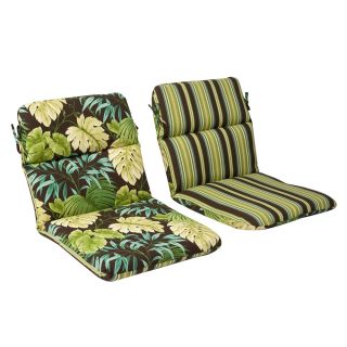 Pillow Perfect Outdoor Green/ Brown Tropical Round Chair Cushion