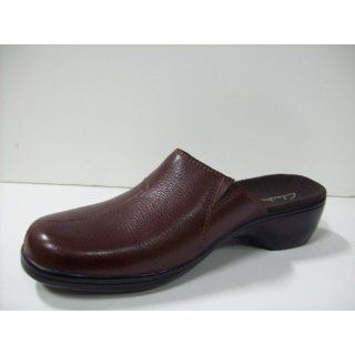 com Clarks Womens Flamingo Leather Slide Mule (8W, Redwood) Shoes