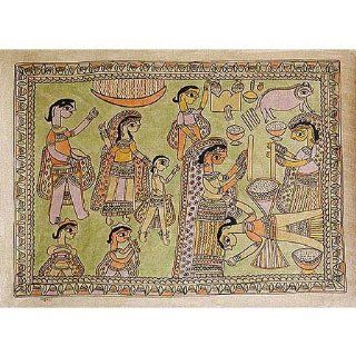 Indian Art Madhubani Painting on Paper with Organic Color