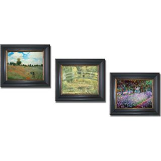 Claude Monet Giverny, Poppyfields, and Footbridge Framed 3 piece