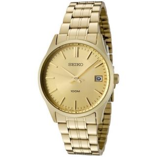 Seiko Mens Gold Dial Goldtone Stainless Steel Watch