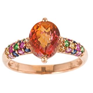 Yach 14k Rose Gold Orange Topaz and Multi gemstone Ring