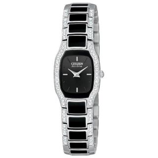 Citizen Womens Eco Drive Normandie Black Dial Crystal Watch