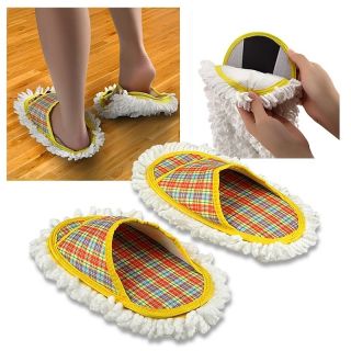 Yellow Plaid Detachable Mop Slippers