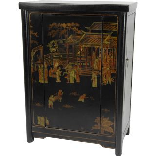 Oriental Home Black Lacquer Wine Cabinet (China)